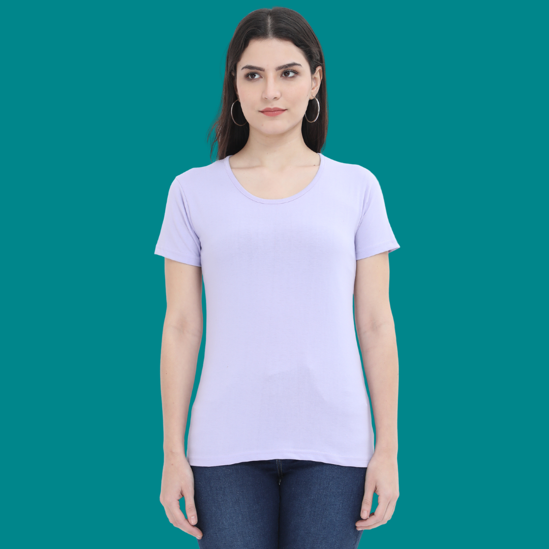 Women Round Neck Half Sleeve Classic Lavender