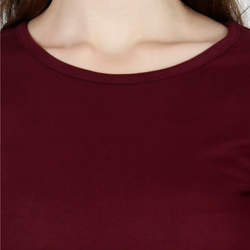Women Round Neck Half Sleeve Classic Maroon