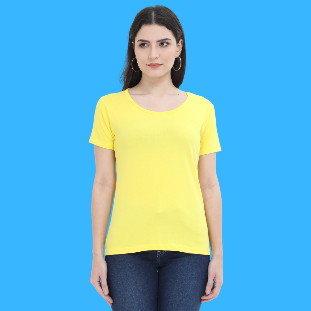 Women Round Neck Half Sleeve Classic New Yellow