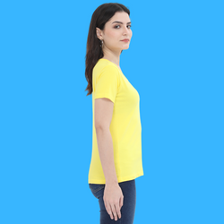 Women Round Neck Half Sleeve Classic New Yellow