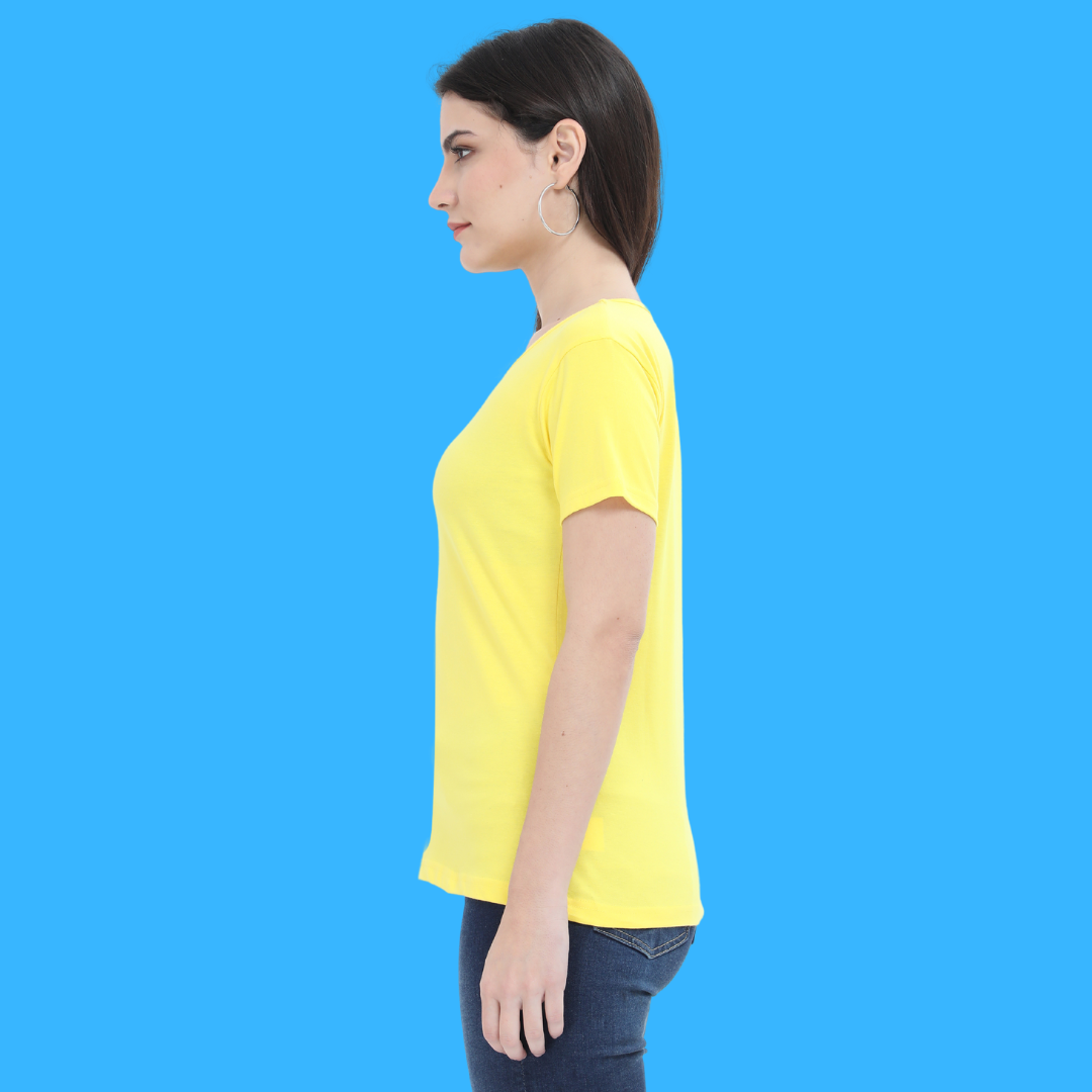 Women Round Neck Half Sleeve Classic New Yellow