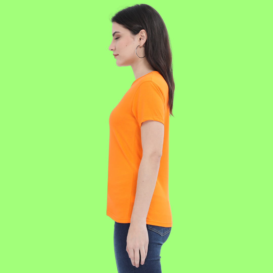 Women Round Neck Half Sleeve Classic Orange