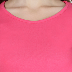 Women Round Neck Half Sleeve Classic Pink