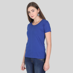 Women Round Neck Half Sleeve Classic Royal Blue