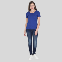 Women Round Neck Half Sleeve Classic Royal Blue