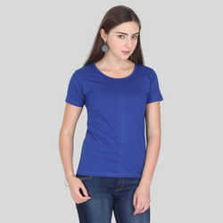 Women Round Neck Half Sleeve Classic Royal Blue