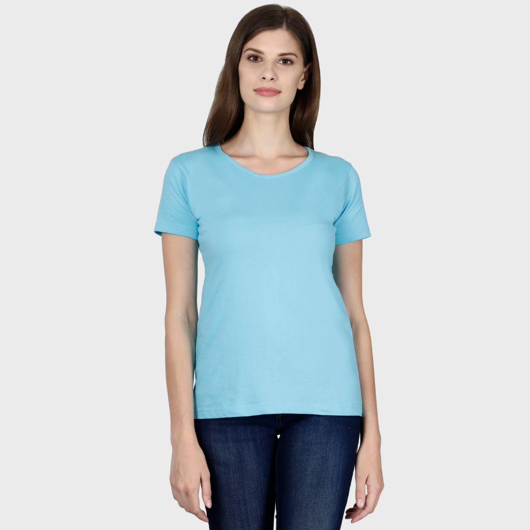 Women Round Neck Half Sleeve Classic SkyBlue