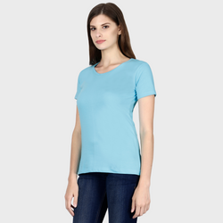 Women Round Neck Half Sleeve Classic SkyBlue