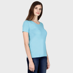 Women Round Neck Half Sleeve Classic SkyBlue