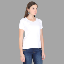 Women Round Neck Half Sleeve Classic White