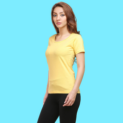 Women Round Neck Half Sleeve Classic Yellow