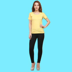 Women Round Neck Half Sleeve Classic Yellow