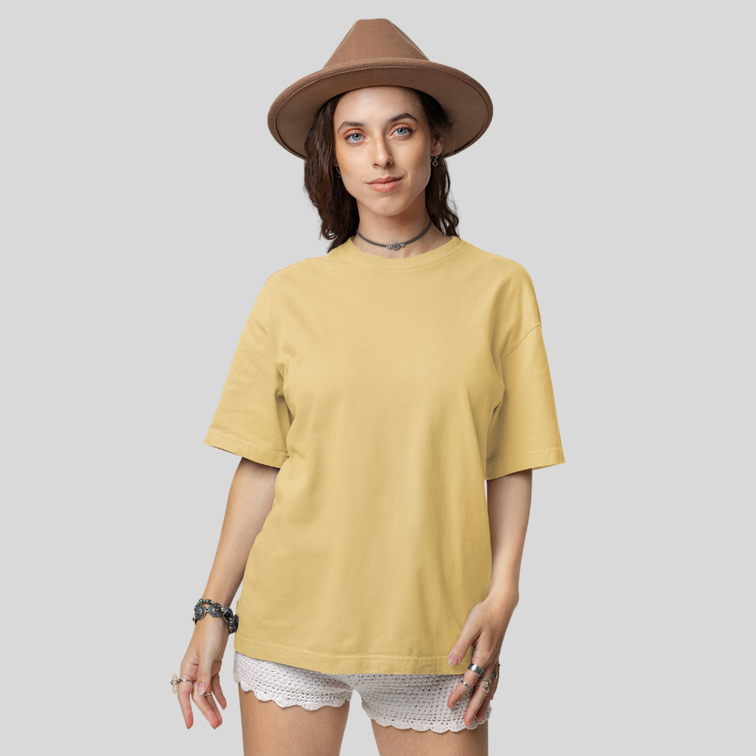 Women Oversized Classic T-Shirt Beige