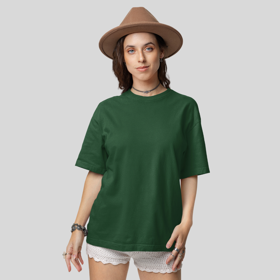 Women Oversized Classic T-Shirt Bottle Green