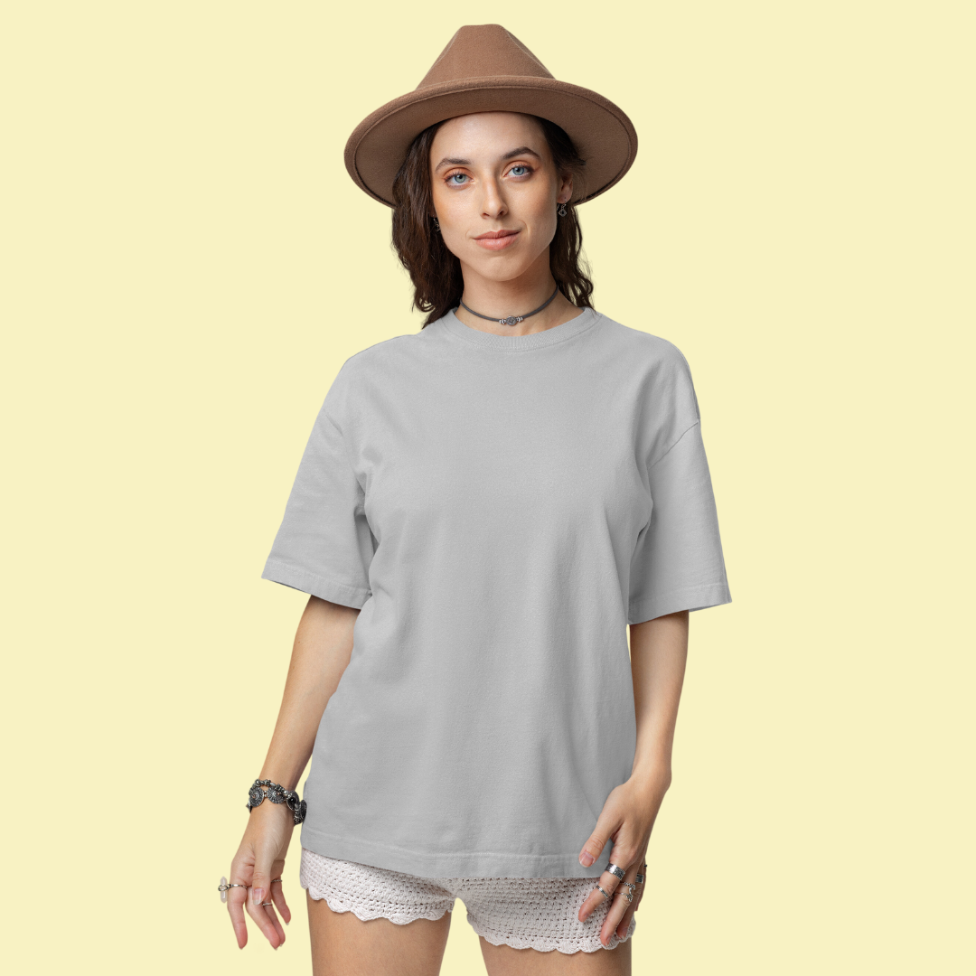 Women Oversized Classic T-Shirt Grey Melange