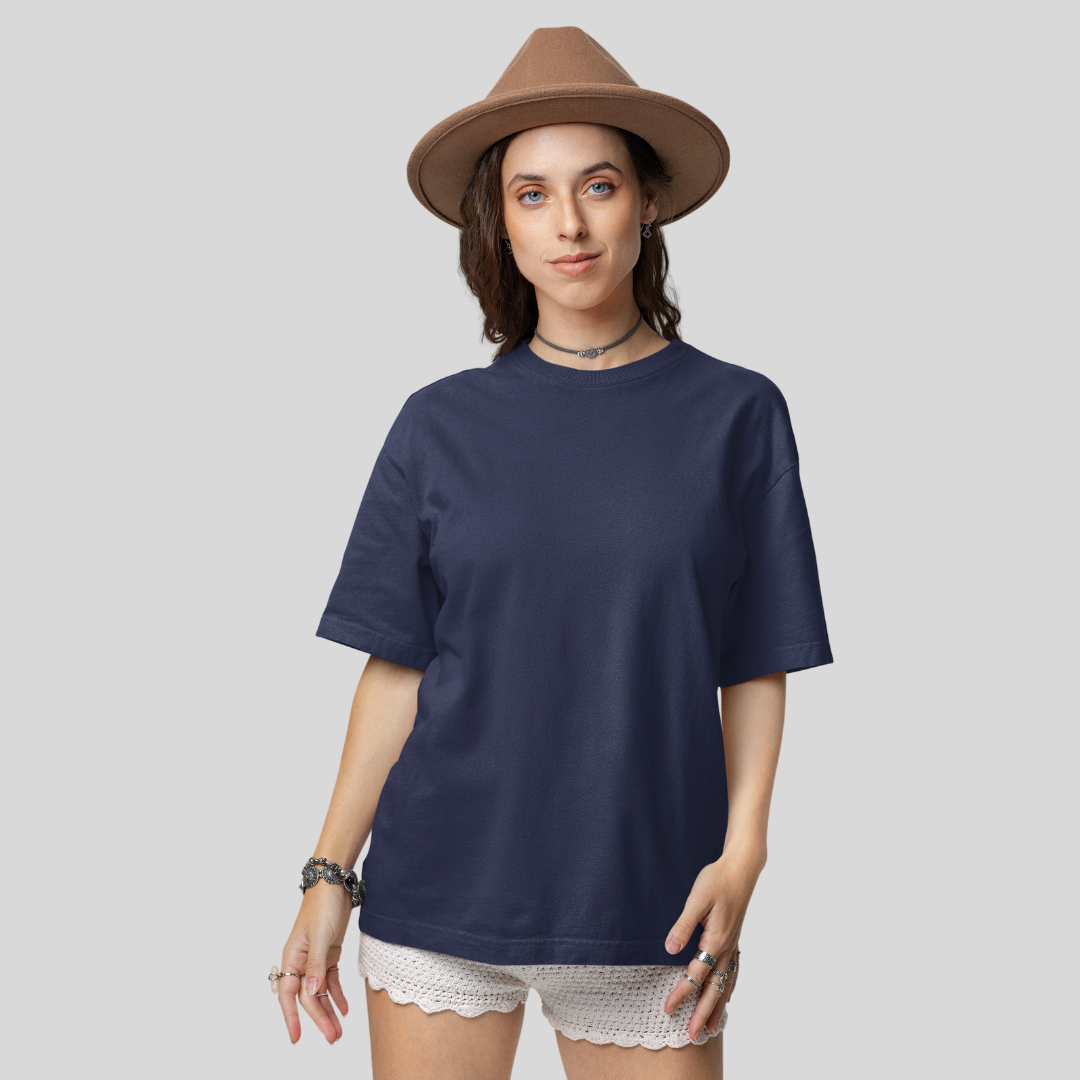 Women Oversized Classic T-Shirt Navy Blue