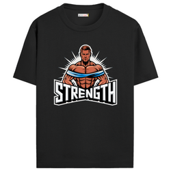 OUTFITGOAL "STRENGTH" T-Shirt | Bold Statement Gym Tee for Fitness Enthusiasts | Unisex Fit | 100% Super Combed Cotton | Bio-Washed 180 GSM Workout Shi