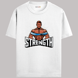 OUTFITGOAL "STRENGTH" T-Shirt | Bold Statement Gym Tee for Fitness Enthusiasts | Unisex Fit | 100% Super Combed Cotton | Bio-Washed 180 GSM Workout Shi