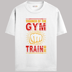 OUTFITGOAL "Trainer of the Gym Train or Die" T-Shirt | Bold Statement Gym Tee for Fitness Enthusiasts | Unisex Fit | 100% Super Combed Cotton | Bio-Washed 180 GSM Workout Shirt