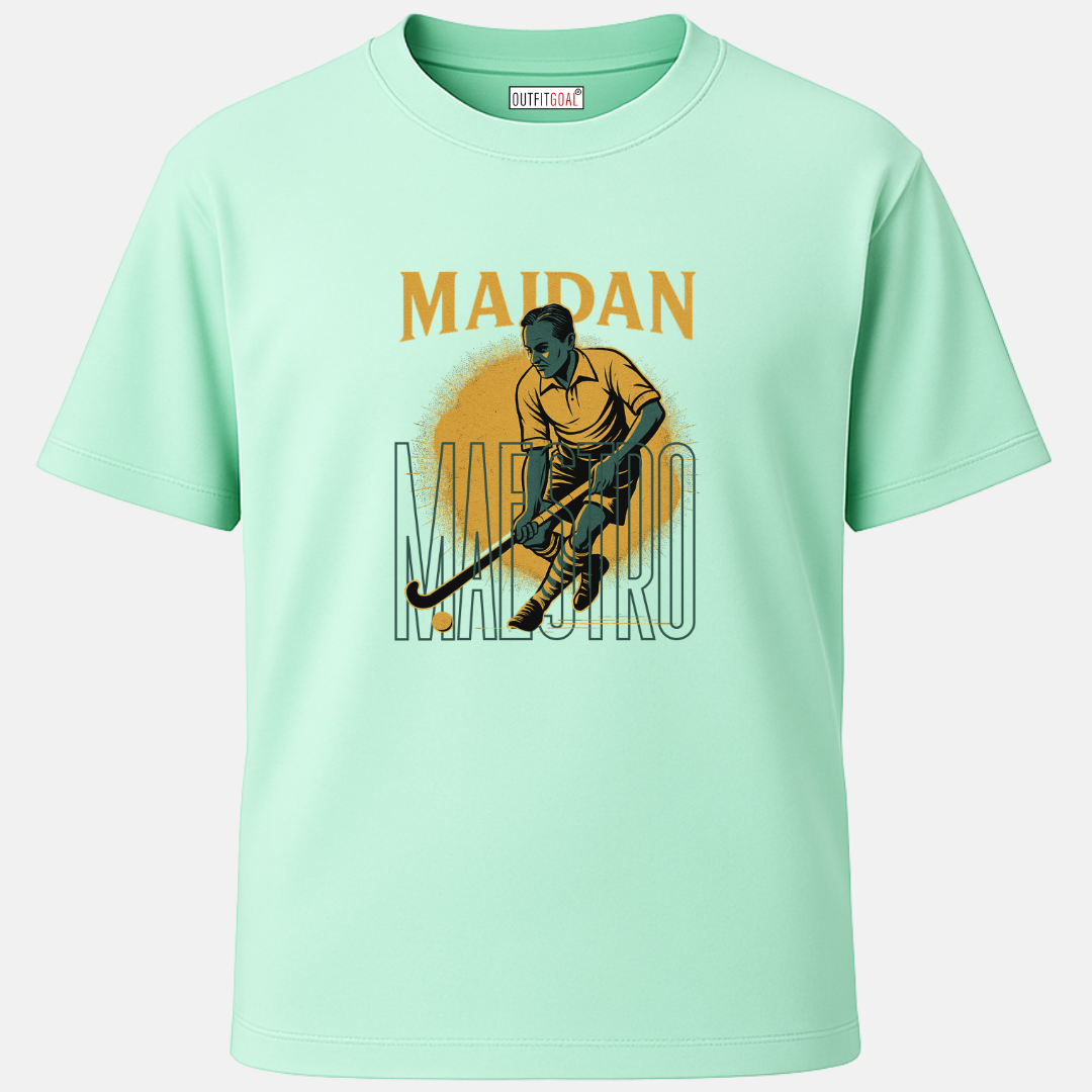 OUTFITGOAL “Maidan Maestro” Indian Hockey Graphic T-Shirt | 100% Super Combed Cotton | 180 GSM | Bio-Washed for Long-Lasting Comfort and Softness