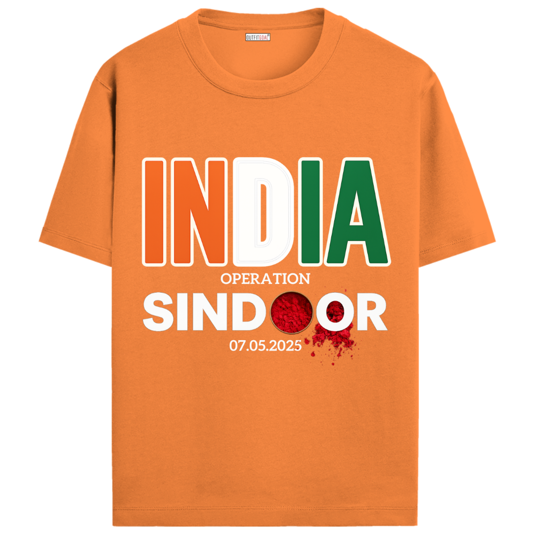 OUTFITGOAL India – OPERATION SINDOOR” Graphic Tribute T-Shirt | 100% Super Combed Cotton | 180 GSM | Bio-Washed for Long-Lasting Comfort and Softness
