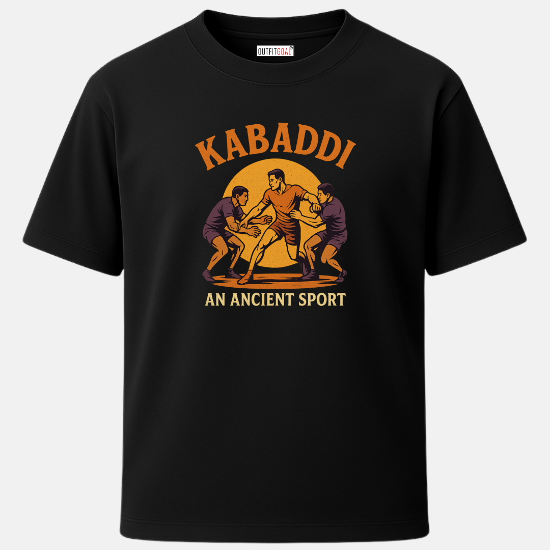 OUTFITGOAL “Kabaddi: The Ancient Sport of Warriors” Graphic T-Shirt | 100% Super Combed Cotton | 180 GSM | Bio-Washed for Long-Lasting Comfort and Softness