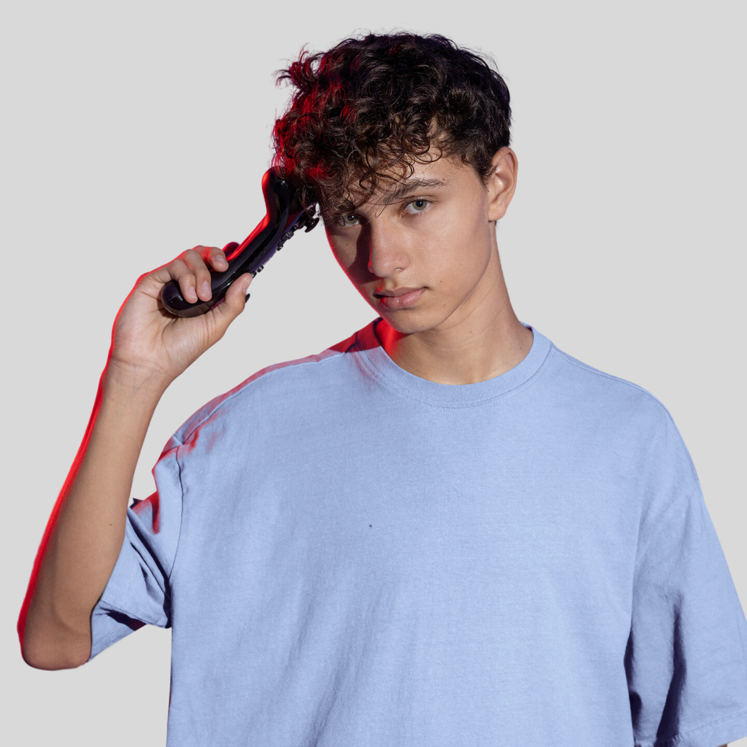 Men Drop Shoulder Terry Oversized T-Shirt Baby Blue