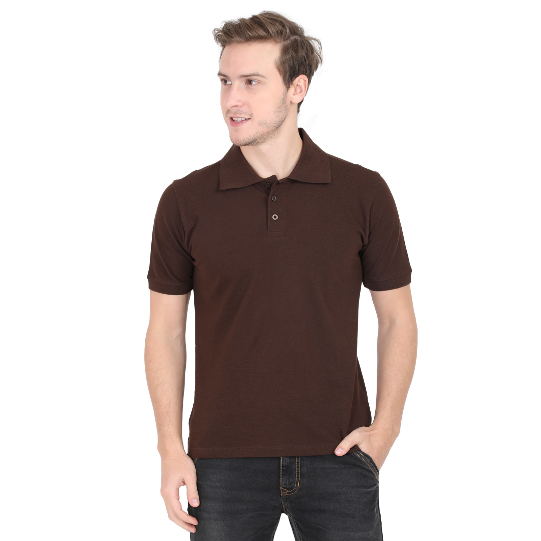 Men Polo Half Sleeve Grey Brown