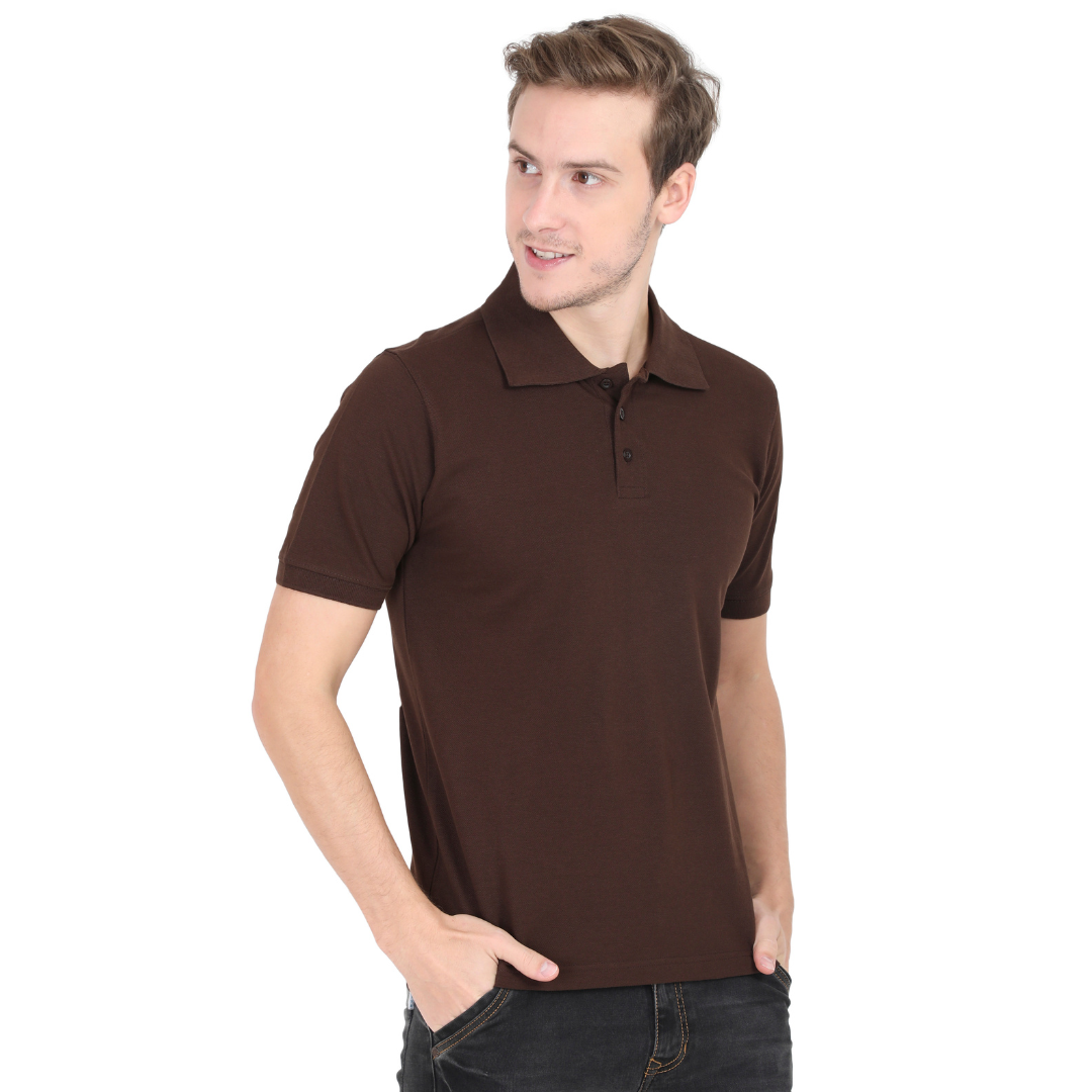 Men Polo Half Sleeve Grey Brown