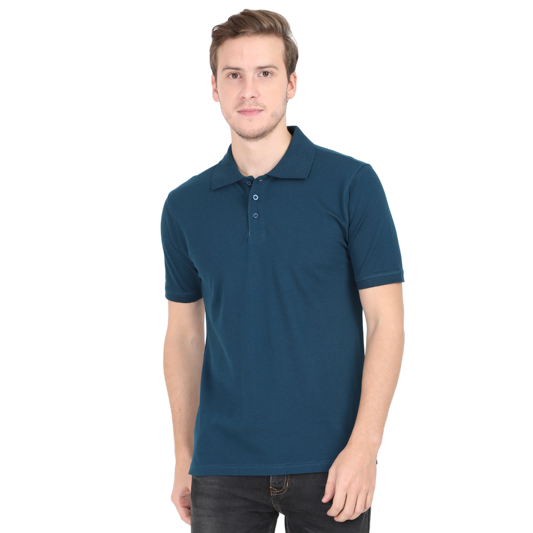 Men Polo Half Sleeve Petrol Blue