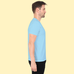 Men Round Neck Half Sleeve Classic Baby Blue