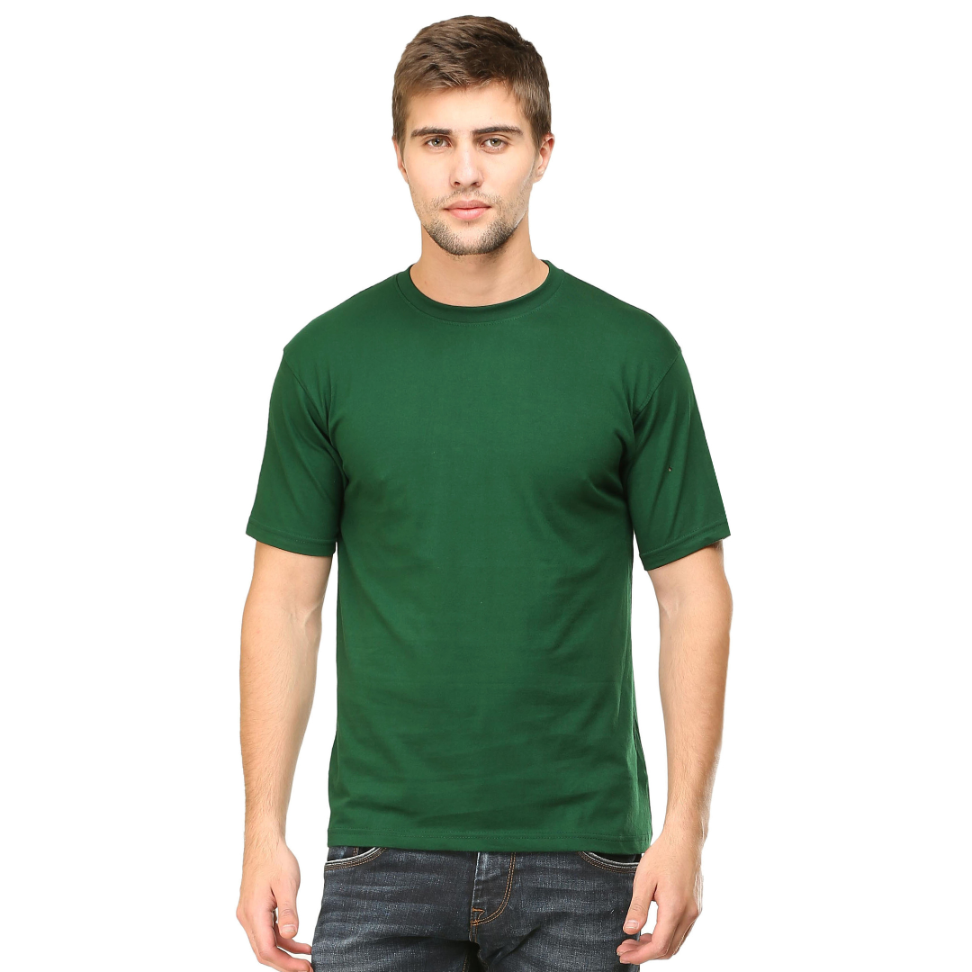 Men Round Neck Half Sleeve Classic Bottle Green