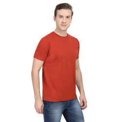 Men Round Neck Half Sleeve Classic Brick Red