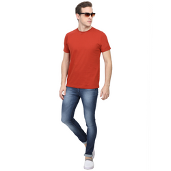 Men Round Neck Half Sleeve Classic Brick Red