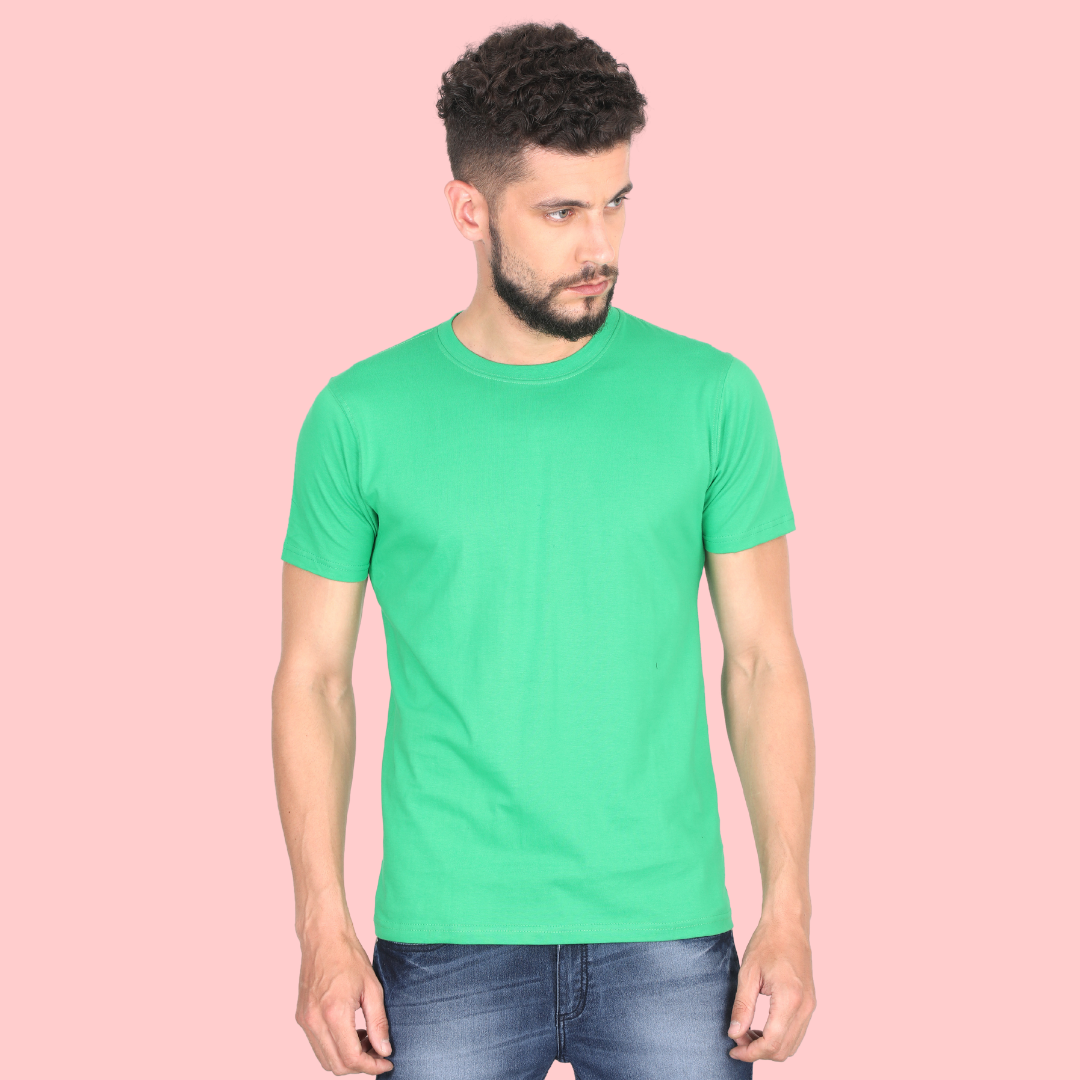 Men Round Neck Half Sleeve Classic Flag Green