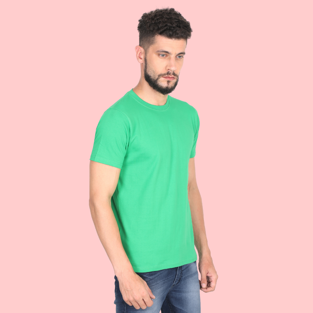 Men Round Neck Half Sleeve Classic Flag Green