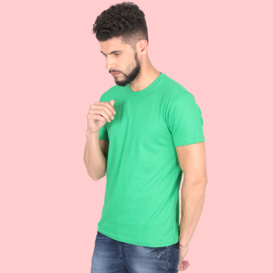 Men Round Neck Half Sleeve Classic Flag Green