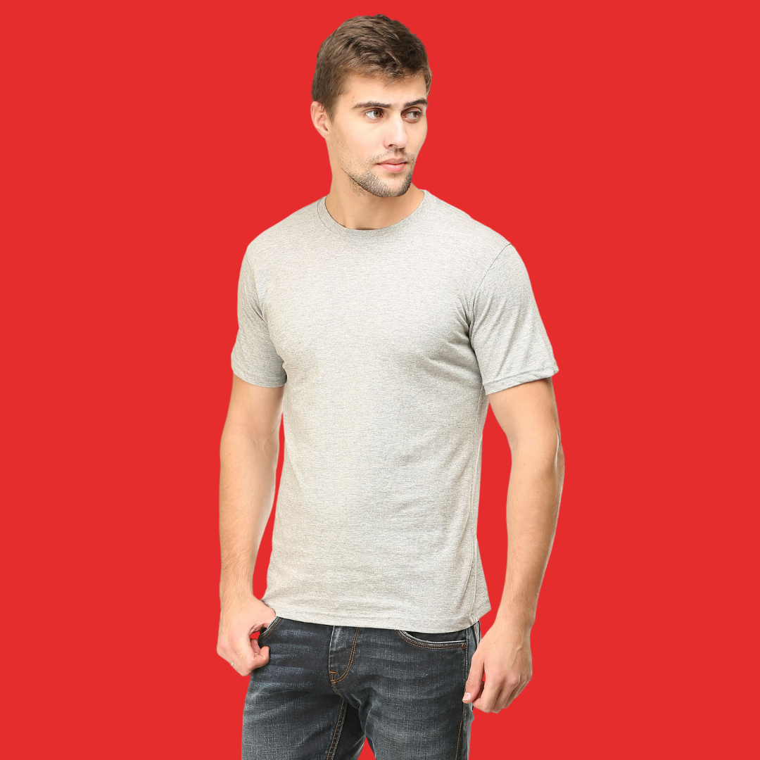 Men Round Neck Half Sleeve Classic Grey Melange