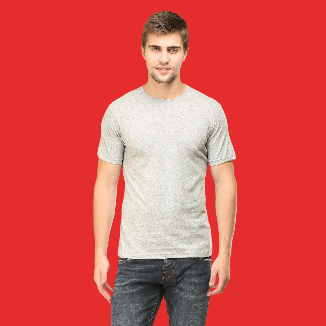 Men Round Neck Half Sleeve Classic Grey Melange