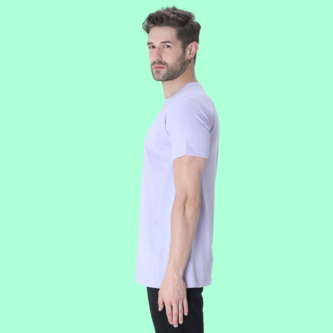 Men Round Neck Half Sleeve Classic Lavender