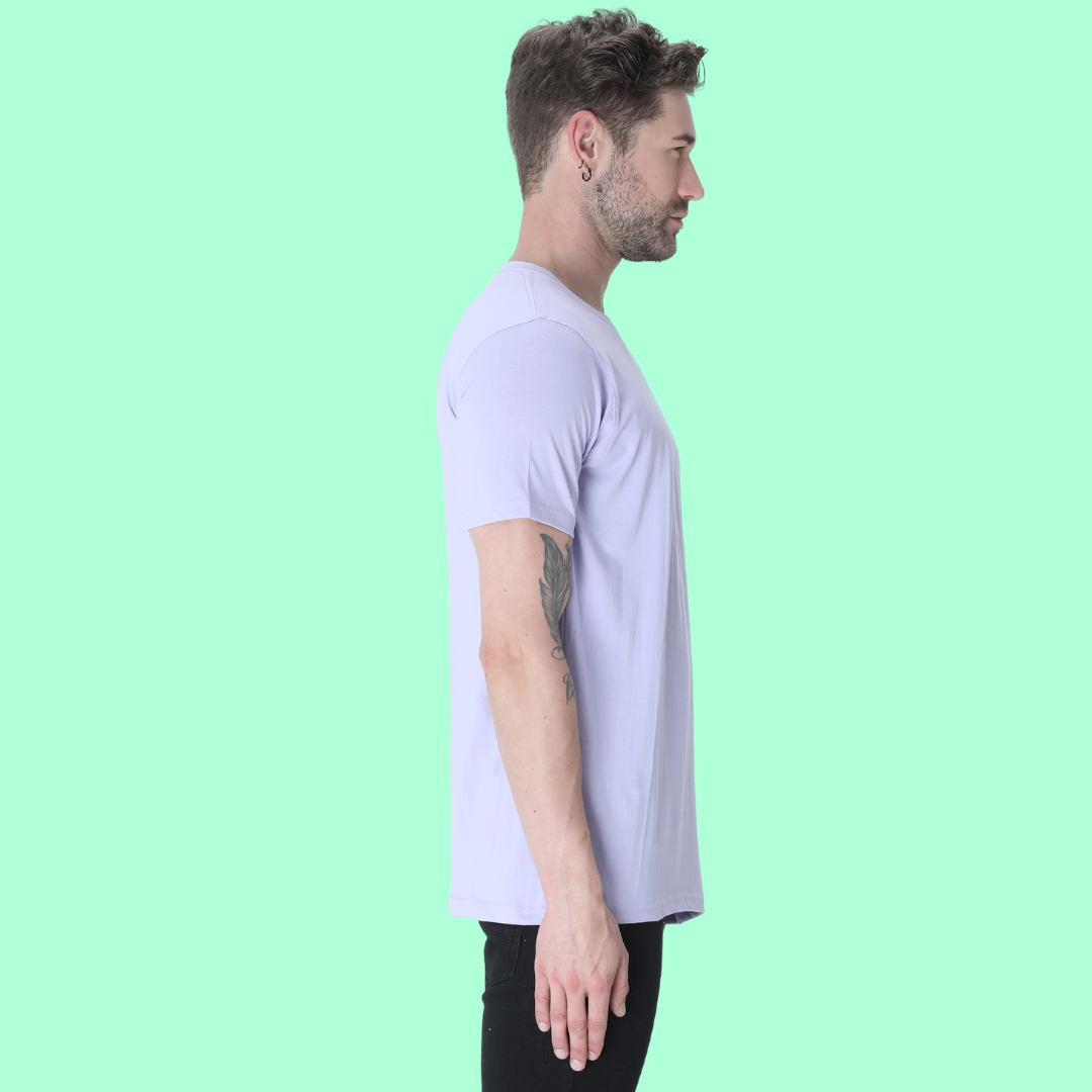 Men Round Neck Half Sleeve Classic Lavender