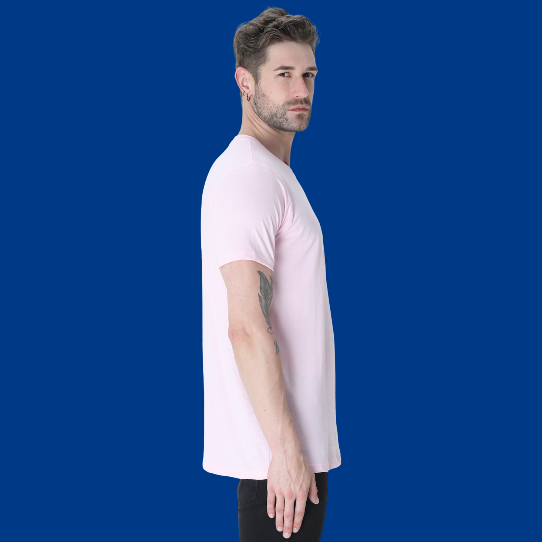 Men Round Neck Half Sleeve Classic Light Baby Pink