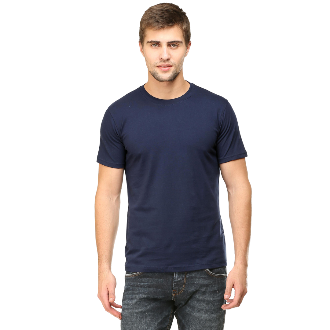 Men Round Neck Half Sleeve Classic Navy Blue