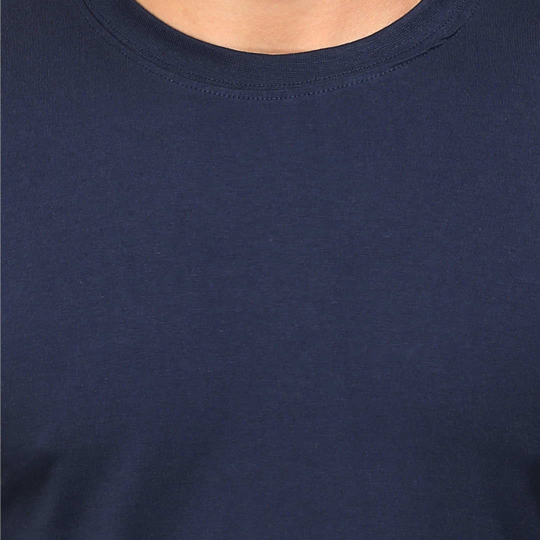 Men Round Neck Half Sleeve Classic Navy Blue