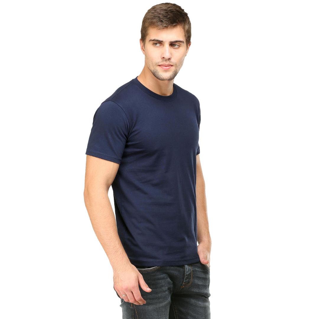 Men Round Neck Half Sleeve Classic Navy Blue