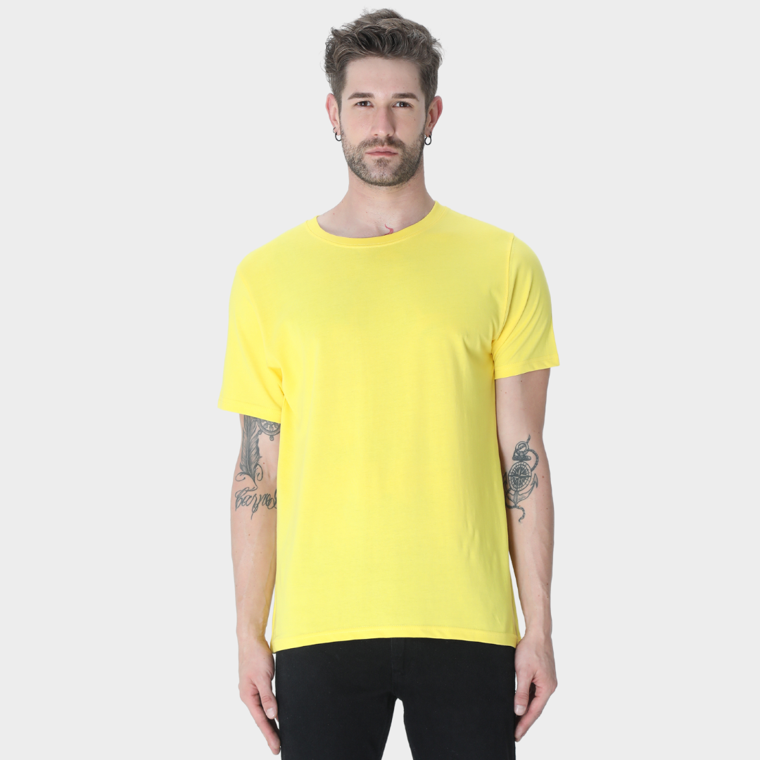 Men Round Neck Half Sleeve Classic New Yellow