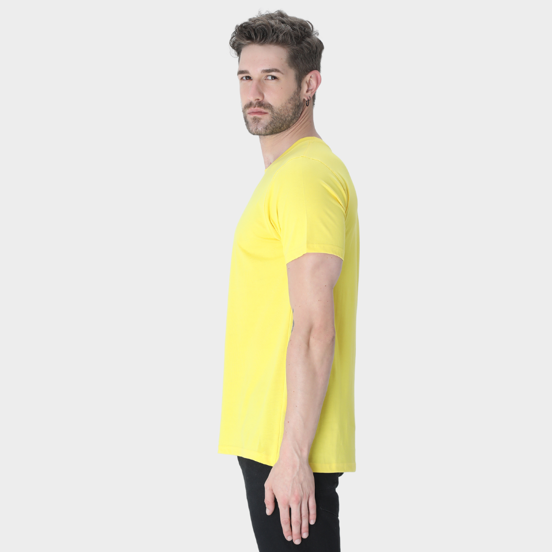 Men Round Neck Half Sleeve Classic New Yellow