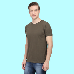 Men Round Neck Half Sleeve Classic Olive Green