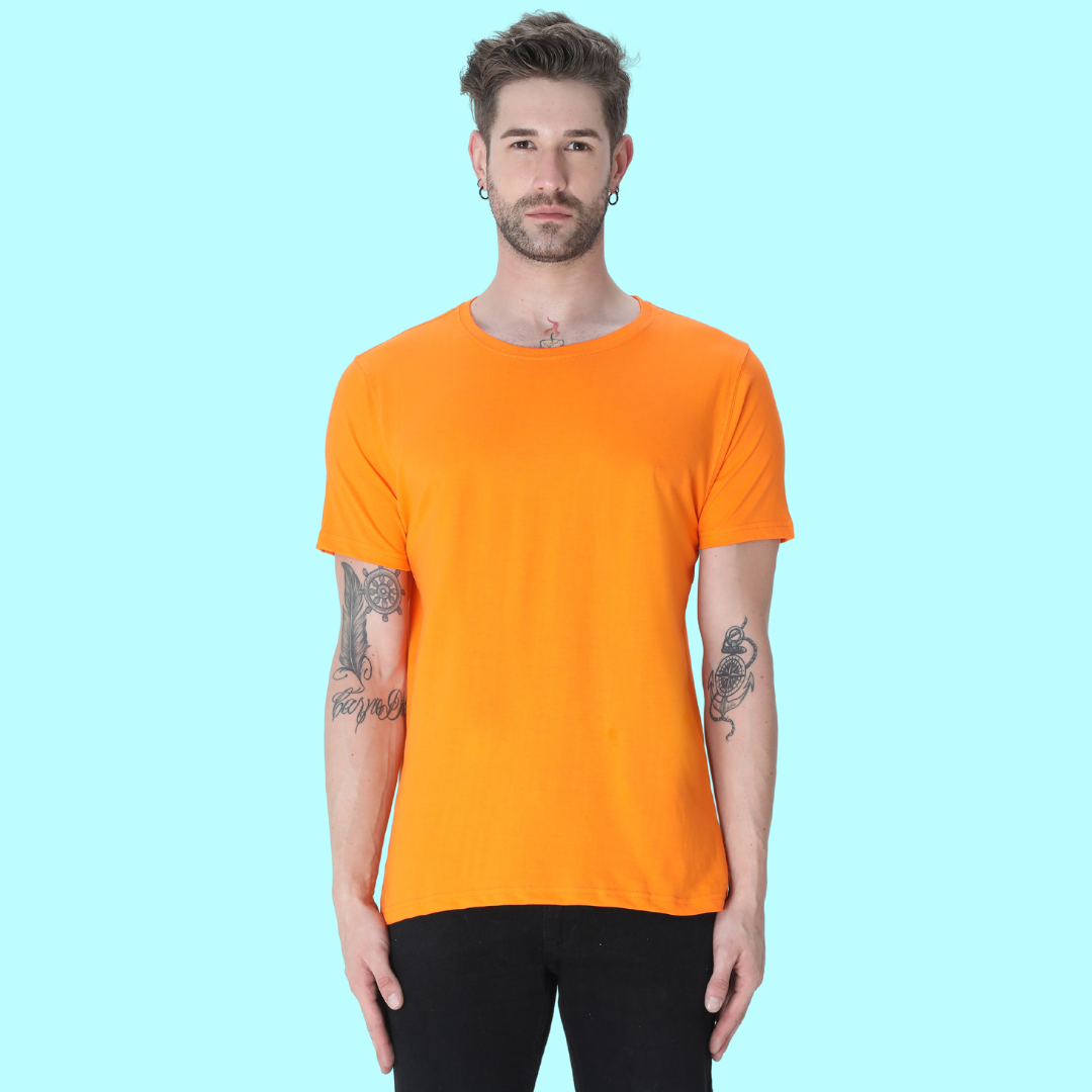 Men Round Neck Half Sleeve Classic Orange