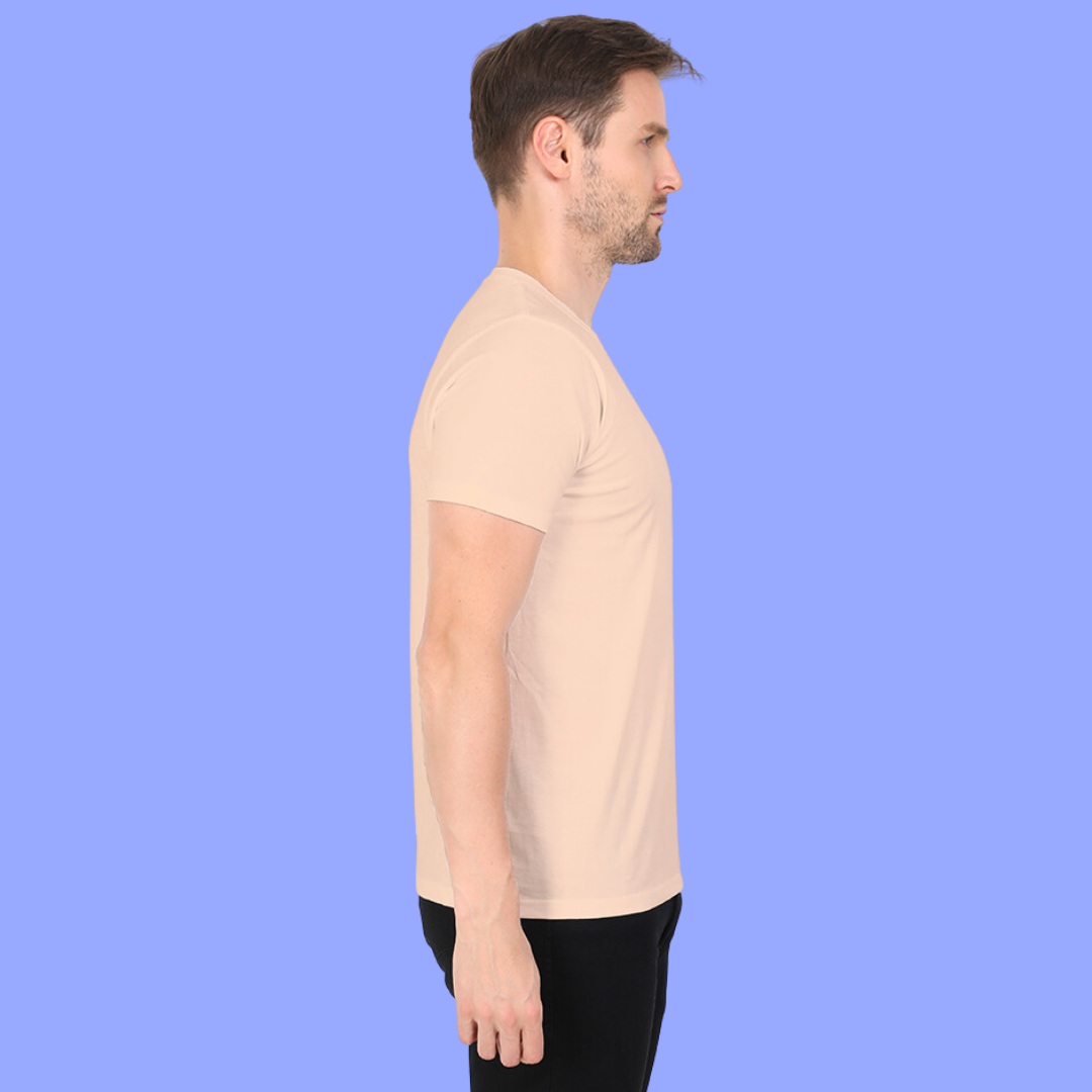 Men Round Neck Half Sleeve Classic Peach